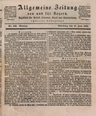 Allgemeine Zeitung von und für Bayern (Fränkischer Kurier) Montag 29. Juni 1835