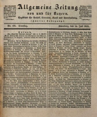 Allgemeine Zeitung von und für Bayern (Fränkischer Kurier) Dienstag 14. Juli 1835