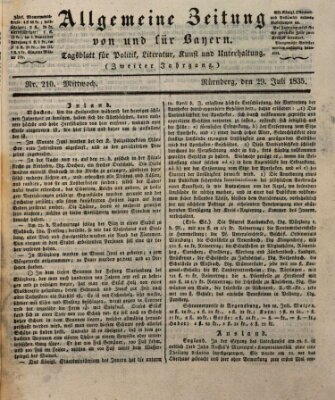 Allgemeine Zeitung von und für Bayern (Fränkischer Kurier) Mittwoch 29. Juli 1835