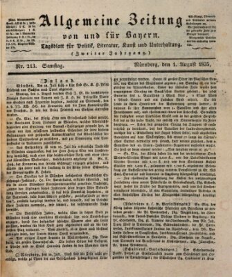 Allgemeine Zeitung von und für Bayern (Fränkischer Kurier) Samstag 1. August 1835