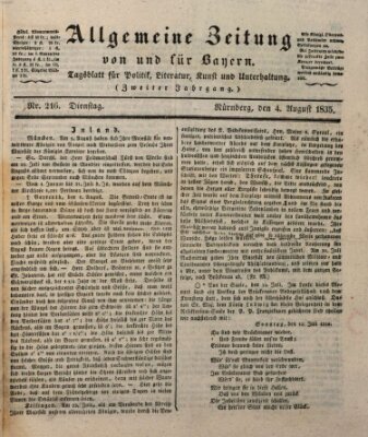 Allgemeine Zeitung von und für Bayern (Fränkischer Kurier) Dienstag 4. August 1835