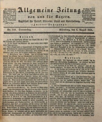 Allgemeine Zeitung von und für Bayern (Fränkischer Kurier) Donnerstag 6. August 1835