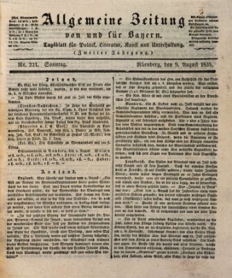 Allgemeine Zeitung von und für Bayern (Fränkischer Kurier) Sonntag 9. August 1835
