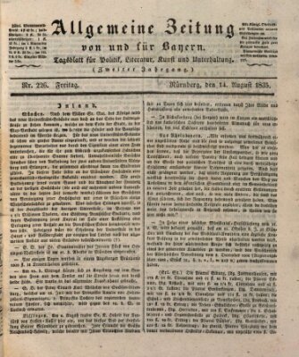 Allgemeine Zeitung von und für Bayern (Fränkischer Kurier) Freitag 14. August 1835