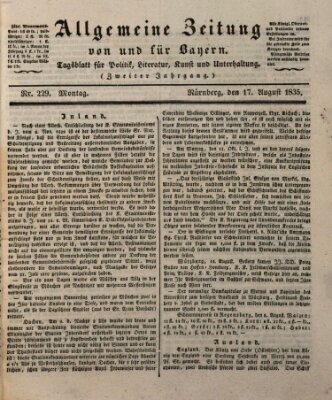 Allgemeine Zeitung von und für Bayern (Fränkischer Kurier) Montag 17. August 1835