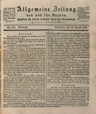 Allgemeine Zeitung von und für Bayern (Fränkischer Kurier) Mittwoch 19. August 1835