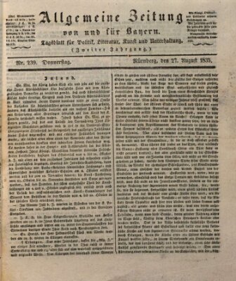 Allgemeine Zeitung von und für Bayern (Fränkischer Kurier) Donnerstag 27. August 1835