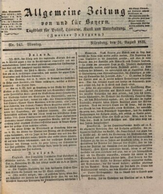 Allgemeine Zeitung von und für Bayern (Fränkischer Kurier) Montag 31. August 1835