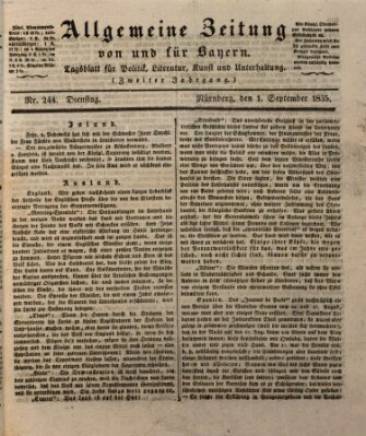 Allgemeine Zeitung von und für Bayern (Fränkischer Kurier) Dienstag 1. September 1835