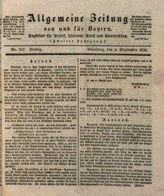 Allgemeine Zeitung von und für Bayern (Fränkischer Kurier) Freitag 4. September 1835