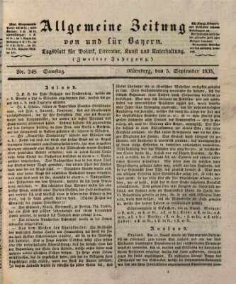 Allgemeine Zeitung von und für Bayern (Fränkischer Kurier) Samstag 5. September 1835