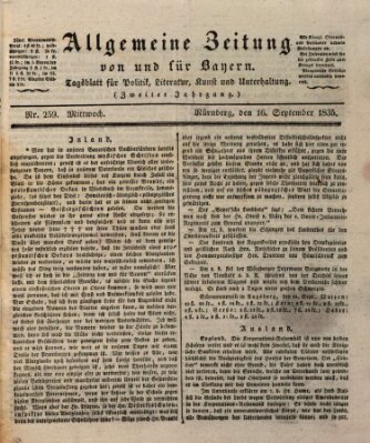 Allgemeine Zeitung von und für Bayern (Fränkischer Kurier) Mittwoch 16. September 1835