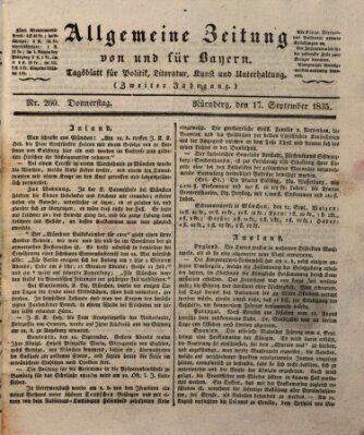 Allgemeine Zeitung von und für Bayern (Fränkischer Kurier) Donnerstag 17. September 1835