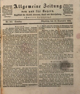 Allgemeine Zeitung von und für Bayern (Fränkischer Kurier) Samstag 19. September 1835