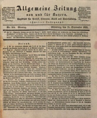 Allgemeine Zeitung von und für Bayern (Fränkischer Kurier) Montag 21. September 1835