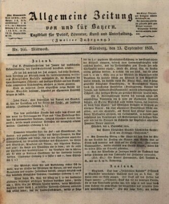 Allgemeine Zeitung von und für Bayern (Fränkischer Kurier) Mittwoch 23. September 1835