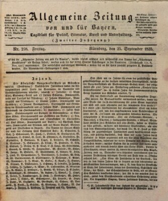 Allgemeine Zeitung von und für Bayern (Fränkischer Kurier) Freitag 25. September 1835