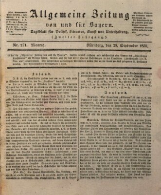 Allgemeine Zeitung von und für Bayern (Fränkischer Kurier) Montag 28. September 1835