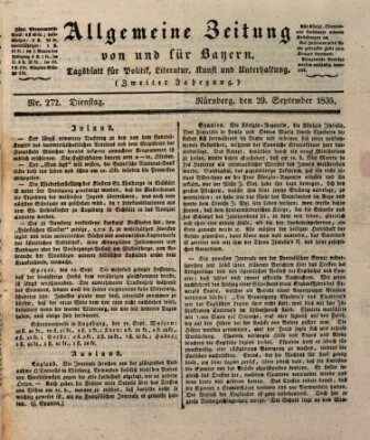 Allgemeine Zeitung von und für Bayern (Fränkischer Kurier) Dienstag 29. September 1835