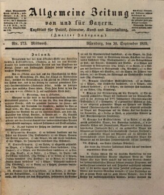 Allgemeine Zeitung von und für Bayern (Fränkischer Kurier) Mittwoch 30. September 1835