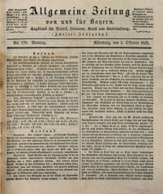 Allgemeine Zeitung von und für Bayern (Fränkischer Kurier) Montag 5. Oktober 1835