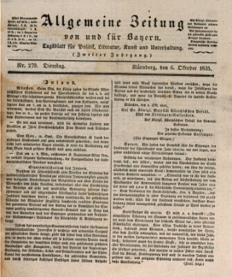 Allgemeine Zeitung von und für Bayern (Fränkischer Kurier) Dienstag 6. Oktober 1835