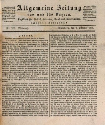 Allgemeine Zeitung von und für Bayern (Fränkischer Kurier) Mittwoch 7. Oktober 1835