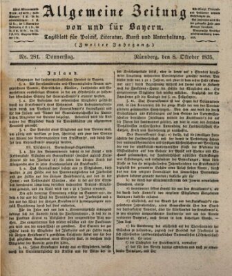 Allgemeine Zeitung von und für Bayern (Fränkischer Kurier) Donnerstag 8. Oktober 1835