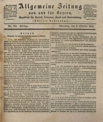 Allgemeine Zeitung von und für Bayern (Fränkischer Kurier) Freitag 9. Oktober 1835