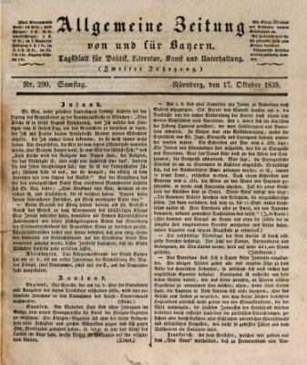 Allgemeine Zeitung von und für Bayern (Fränkischer Kurier) Samstag 17. Oktober 1835