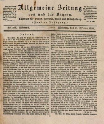 Allgemeine Zeitung von und für Bayern (Fränkischer Kurier) Mittwoch 21. Oktober 1835