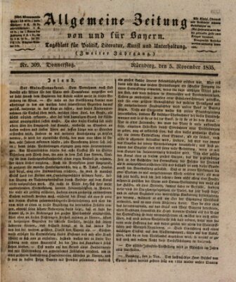 Allgemeine Zeitung von und für Bayern (Fränkischer Kurier) Donnerstag 5. November 1835