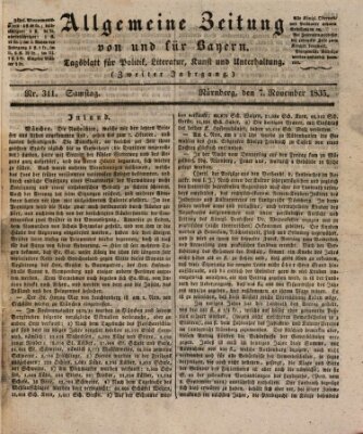 Allgemeine Zeitung von und für Bayern (Fränkischer Kurier) Samstag 7. November 1835