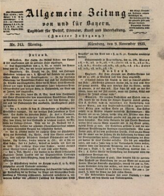 Allgemeine Zeitung von und für Bayern (Fränkischer Kurier) Montag 9. November 1835