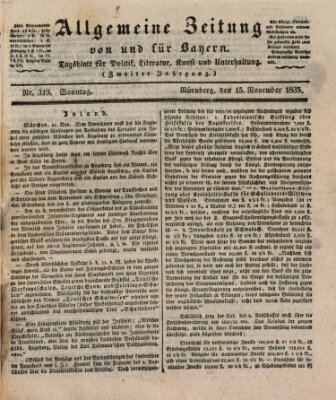 Allgemeine Zeitung von und für Bayern (Fränkischer Kurier) Sonntag 15. November 1835