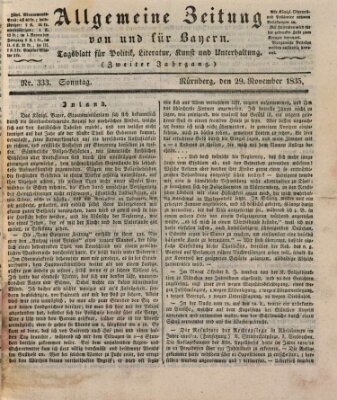 Allgemeine Zeitung von und für Bayern (Fränkischer Kurier) Sonntag 29. November 1835