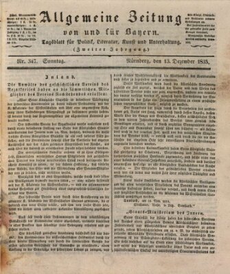 Allgemeine Zeitung von und für Bayern (Fränkischer Kurier) Sonntag 13. Dezember 1835