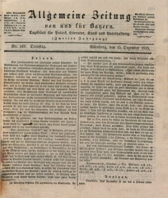 Allgemeine Zeitung von und für Bayern (Fränkischer Kurier) Dienstag 15. Dezember 1835