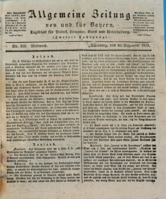 Allgemeine Zeitung von und für Bayern (Fränkischer Kurier) Mittwoch 16. Dezember 1835