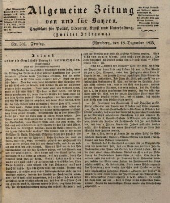 Allgemeine Zeitung von und für Bayern (Fränkischer Kurier) Freitag 18. Dezember 1835