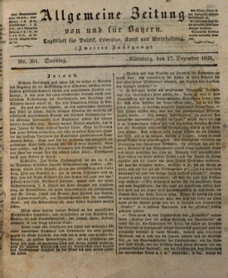 Allgemeine Zeitung von und für Bayern (Fränkischer Kurier) Sonntag 27. Dezember 1835