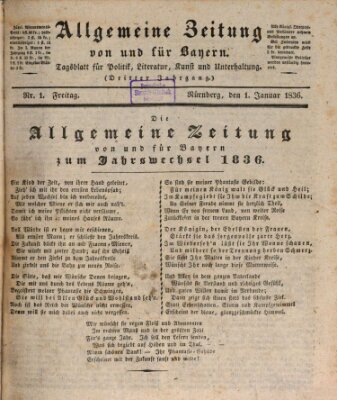 Allgemeine Zeitung von und für Bayern (Fränkischer Kurier) Freitag 1. Januar 1836