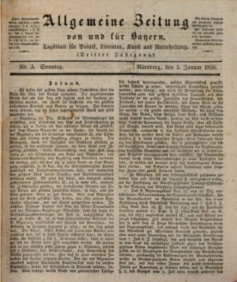 Allgemeine Zeitung von und für Bayern (Fränkischer Kurier) Sonntag 3. Januar 1836