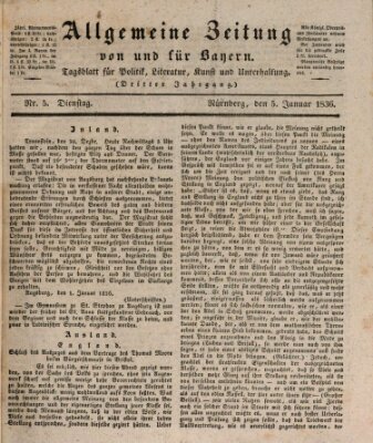 Allgemeine Zeitung von und für Bayern (Fränkischer Kurier) Dienstag 5. Januar 1836