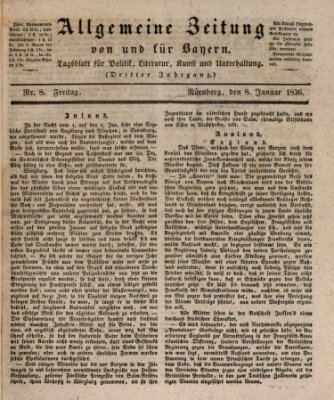 Allgemeine Zeitung von und für Bayern (Fränkischer Kurier) Freitag 8. Januar 1836