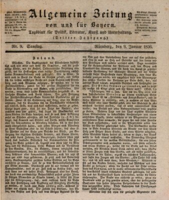 Allgemeine Zeitung von und für Bayern (Fränkischer Kurier) Samstag 9. Januar 1836