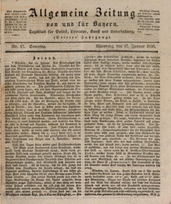 Allgemeine Zeitung von und für Bayern (Fränkischer Kurier) Sonntag 17. Januar 1836