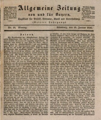 Allgemeine Zeitung von und für Bayern (Fränkischer Kurier) Montag 18. Januar 1836