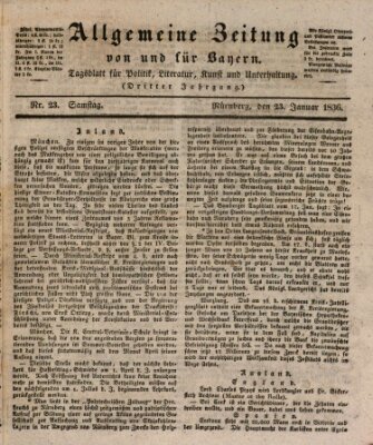 Allgemeine Zeitung von und für Bayern (Fränkischer Kurier) Samstag 23. Januar 1836