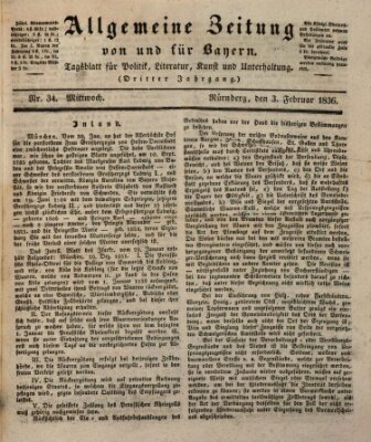 Allgemeine Zeitung von und für Bayern (Fränkischer Kurier) Mittwoch 3. Februar 1836